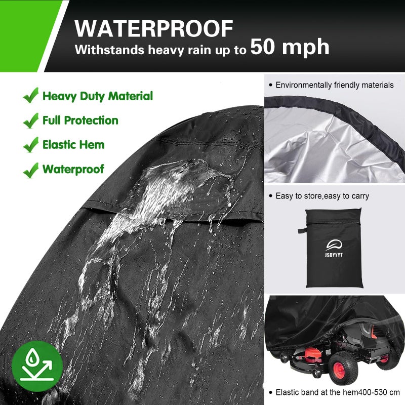 JSDYYYT 420D Riding Lawn Mower Cover Compatible with 42"" 46"" 48"" 54"" & up to 54"" Deck, Waterproof Heavy Duty Durable (420D-polyester oxford) - Image 4